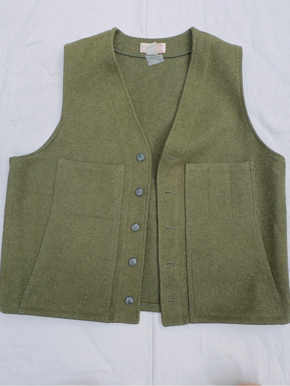 Filson Olive Green Wool Seattle Made Virgin Wool XL Vest